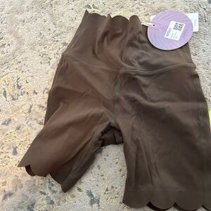 Stylish Brown Scalloped Athletic Shorts